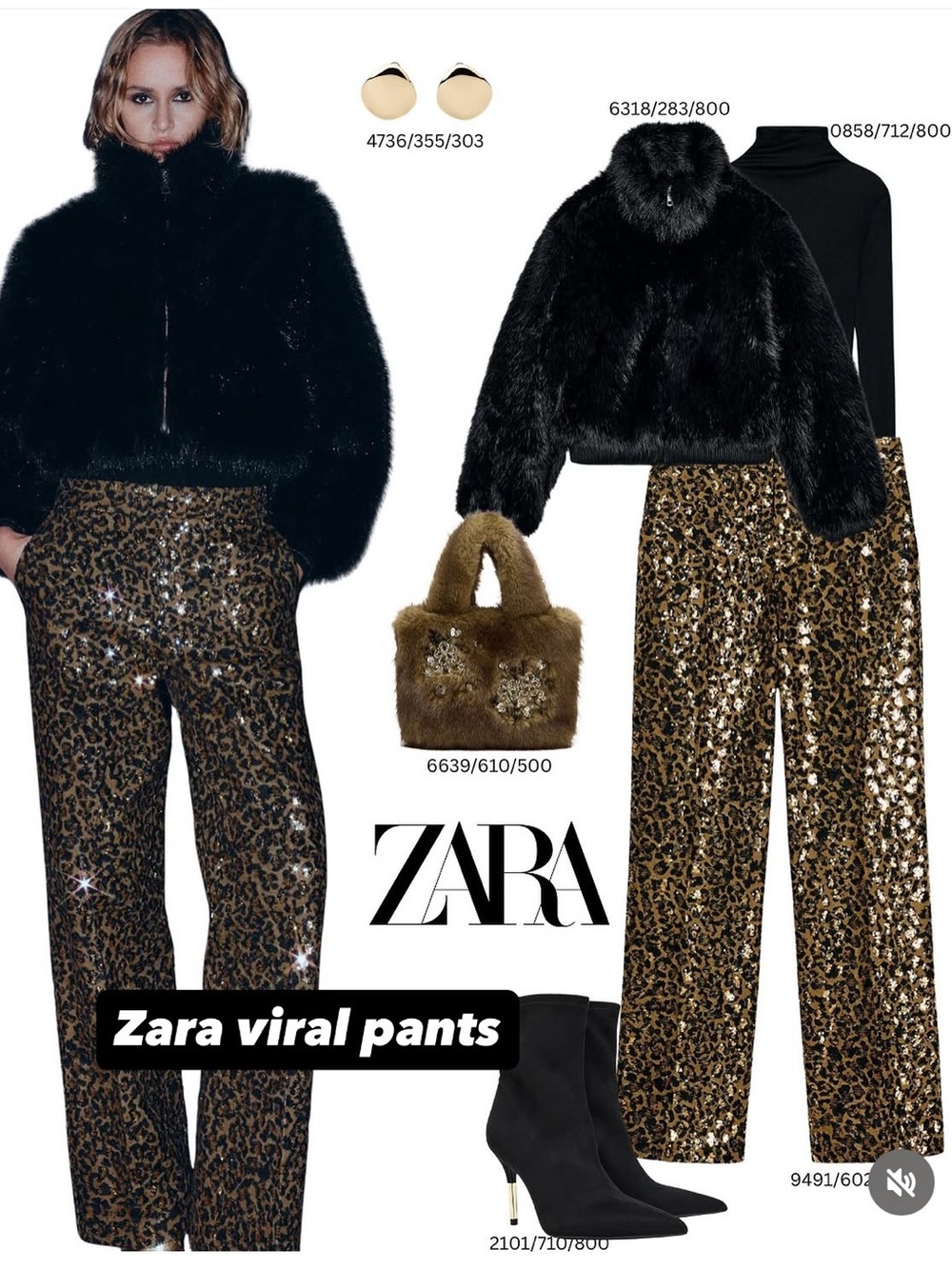 VIRAL NEW ZARA SEQUIN ANIMAL PRINT LUXURY PANTS SIZE XS